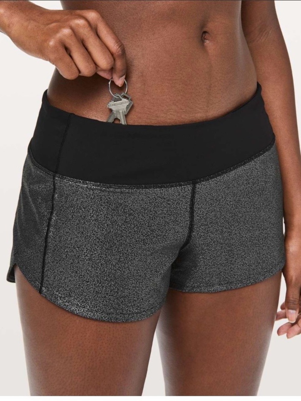 lululemon athletica Luminosity Foil Running Shorts in Black/Silver